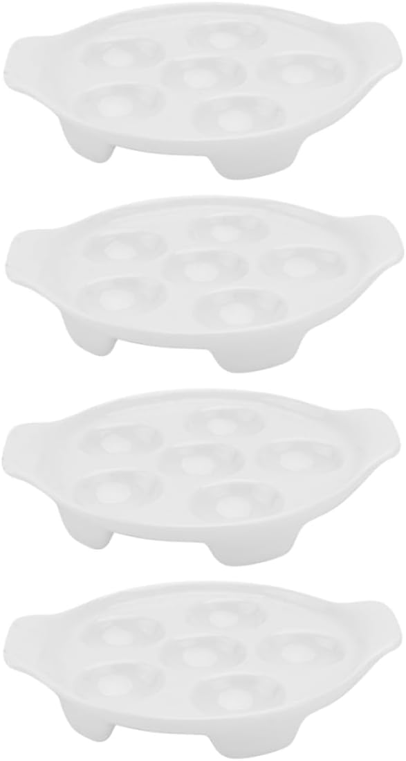 4pcs Snail Plate Ceramic Escargot Serving Dish Deviled Egg Display Tray Stoneware Bakeware