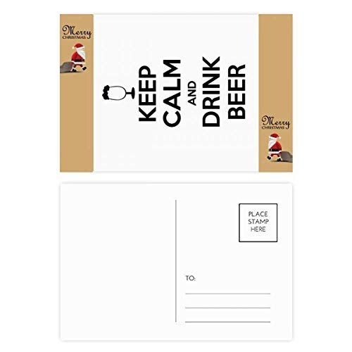 Carte postale Keep Calm And Drink Beer Santa Claus de remerciement pour mailing - 20 pièces