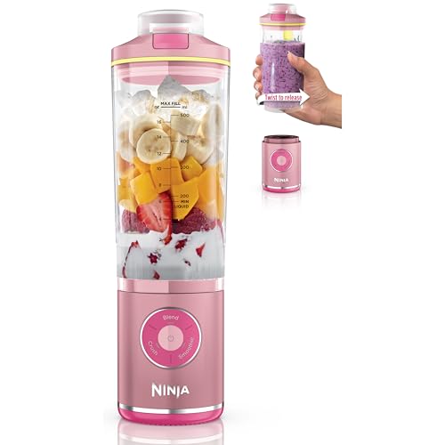 Image of Ninja Blast Max, Portable Blender + Twist & Go, Personal Smoothie, Blend, Ice Crush, 3 Programs, Cordless, 22oz removable Vessel, Dishwasher Safe, Leakproof, Pink Lemon, BC251PK1