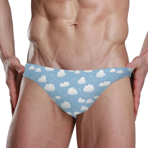 White Clouds Swim Briefs for Men Swimsuit Bikini Swimwear S A1122254
