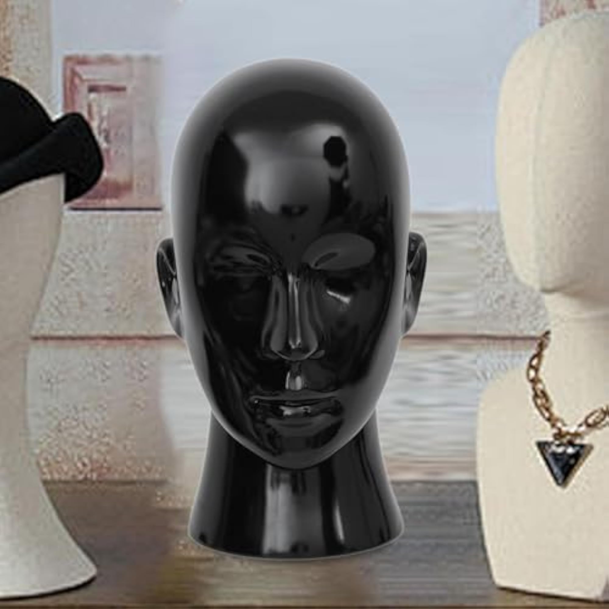 Mannequin Head Stand for Wigs and Accessories, Black