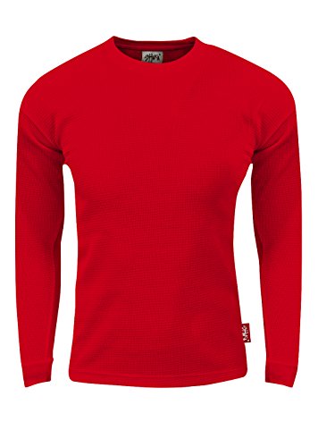 Fitscloth Men’s Knit Sweater Pullover - Heavyweight Waffle Thermal T Shirt Long Sleeve Crewneck Knitted Top Size TC10 Red L