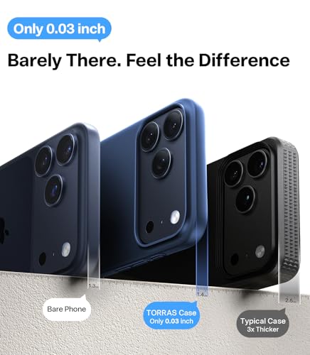 Image of TORRAS Slim Fit for iPhone 17 Pro Case Thin 6.3 inch Velvety Matte Blue