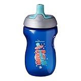 Apta para lavavajillas Tommee Tippee Botella para Niños Sportee, Bidón Deportivo Antigoteo, 12+ Meses, Sin BPA, 300ml, Azul, 1 Unidad