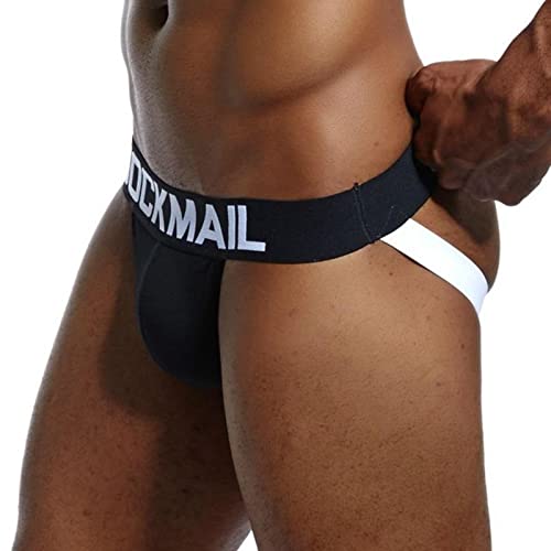 Kaytong Marque Sexy Hommes sous-Vêtements Jockstraps Coton Sexy Jocks Bikini G-Strings Hommes String cuecas Culottes Hommes Mémoires sous-vêtements Gay Pénis-Noir, M Cover