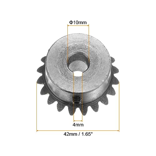 Image of HARFINGTON 2pcs Bevel Gear 2M 20 Teeth 10mm Shaft Hole 1:1 Tapered Pinion Gear with 4mm Keyway 45# Steel 2 Module 90 Degree Steering Gear with M5 Fixing Hole, for Hardware Mechanical Rotation