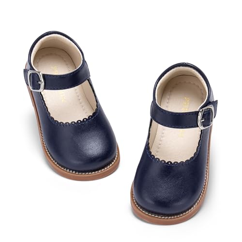Image of PHIRAMIN Toddler Girl Mary Jane Student Oxford Shoes-Little Girl School Uniform Shoes for Wedding Party