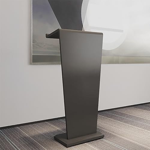 DUANHOZ Curved Metal Podium Floor Standing Lecture Podium Standing，Podium Stand Solid Wood Hostess Stand with Wheels, Portable Podium Stand Reception Desk Lectern Podium, Pulpits