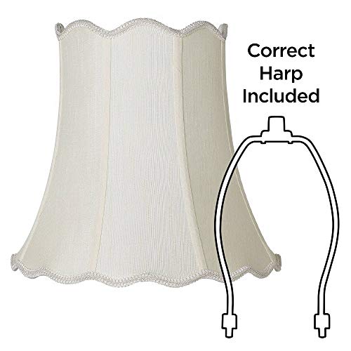 Creme Medium Scallop Bell Lamp Shade 10" Top x 16" Bottom x 15" Slant x 14.75 High (Spider) Replacement with Harp and Finial - Imperial Shade