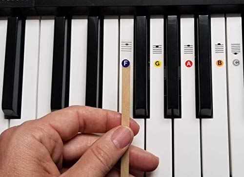 Color Piano Keyboard Stickers- Removable, Transparent, for White & Black Keys - Thumbnail 2
