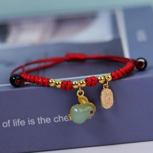4 Pcs Set 2023 New Year Zodiac Lucky Rabbit Braided Strand Bracelets Chinese Zodiac Animal Charm Imitation Jade Yutu Adjustable Link Rope Bracelets Good Prospects Blessing Sign For Women Girls - 4Pcs #TOP2