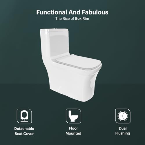 Image of Johnson Elegance One Piece Toilet | Washdown 180 mm P Trap Floor Mounted Western Commode | Dual Flush 3 /6L| Slim Soft Close Seat with Quick Release Hinges | 10 Year Warranty