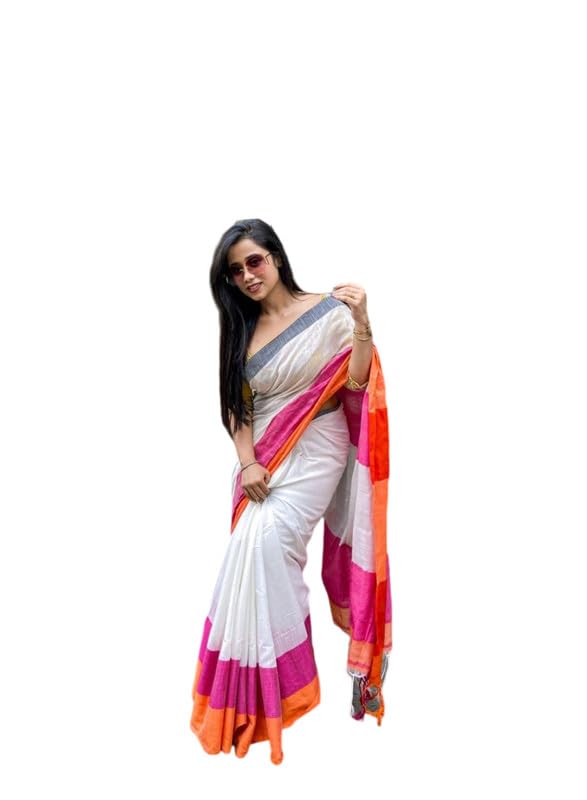 Women's Cotton Solid Striped Pallu Saree-picture-33