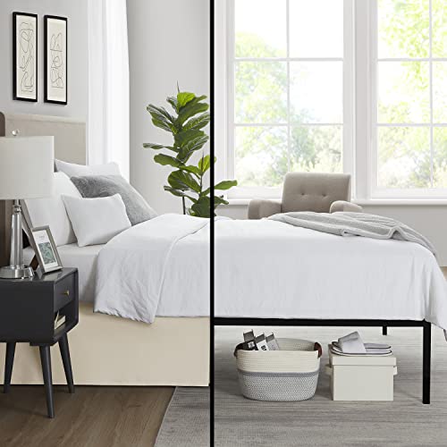Image of Nestl Cream Full XL Bed Skirt - Full XL Size 14 Inch Drop - Brushed Microfiber Hotel Quality Pleated Bed Skirt - Shrinkage & Fade Resistant