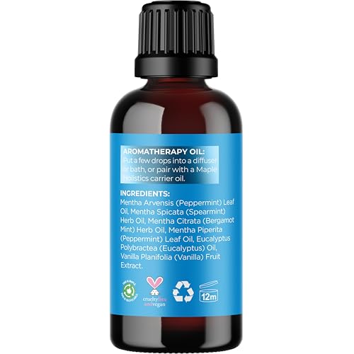 Image of Mint Essential Oil Blend for Diffuser - Refreshing Mint Oil Diffuser Essential Oils with Cooling Peppermint Spearmint Bergamot and Eucalyptus Oils - Pure Aromatherapy Oils for Diffuser