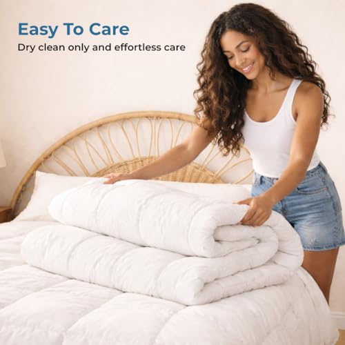 Image of Dreamzee 300 GSM Ultra-Soft Quilted Microfiber AC Comforter Queen Size (White, 90x60 Inches) | Lightweight, Reversible Duvet for Winters | All-Season Blanket for Bedroom