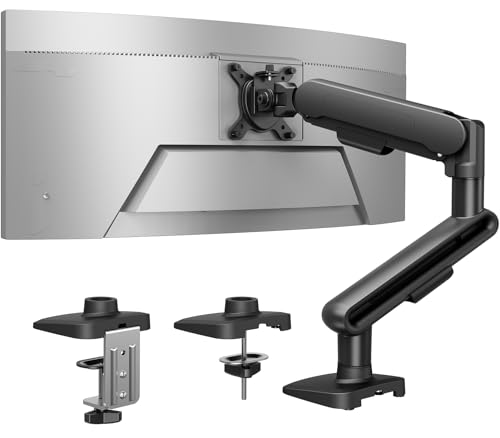 Image of HUANUO Ultrawide Monitor Arm for 13 - 40 inch Screens, Single Monitor Mount Holds up to 26.4lbs, Adjustable Monitor Stand with C-Clamp & Grommet Base, VESA Mount 75x75mm /100x100mm