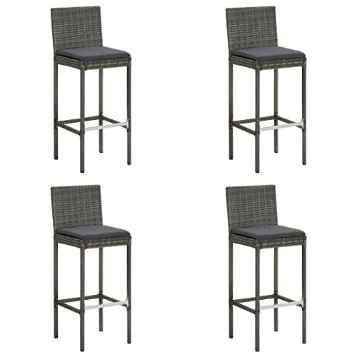 Yisssmeng 4 Pack Counter Height Outdoor Bar Stools Grey Poly