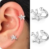 Ear Cuffs Non Piercing for Women Flower Earring Cuff Sliver Non Pierced Lightweight Hypoallergenic Cartilage Earrings Dainty Jewelry Gift
