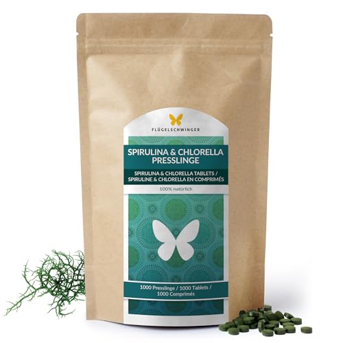 500g Spirulina & Chlorella Presslinge 1000 Tabletten a 500mg 100% natürlich rückstandskontrolliert Rohkostqualität ohne Zusätze