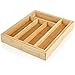 COM-FOUR® Bandeja para cubiertos de bambú - cubertero extraíble para el cajón - caja de almacenamiento (01 pieza - marrón - extensible)