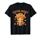Cute Highland Cow Drinks Iced Coffee