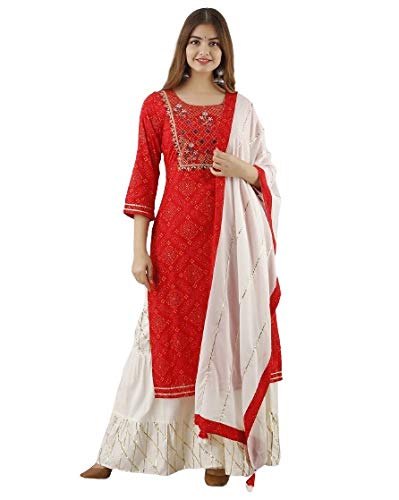 Buy LOVISTA Rayon Red Bandhani Print 