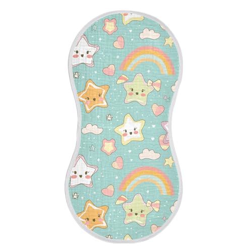 Bow Star Cartoon Cotton Baby Burp Cloths Good Absorbent Baby Feeding Cloth for Unisex Set of 2, 22x11in2