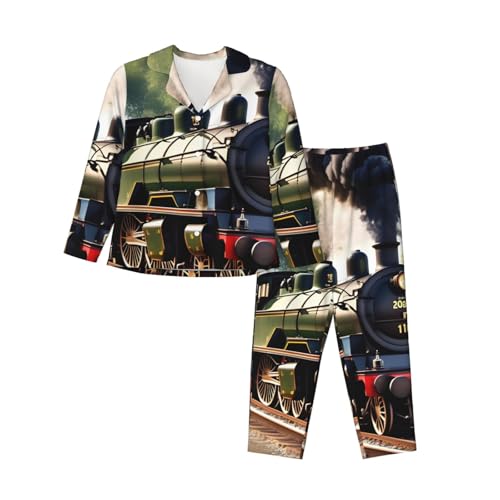 Pyjama 2 pièces femme manches longues Steam Little Train pour nuit et confort quotidien