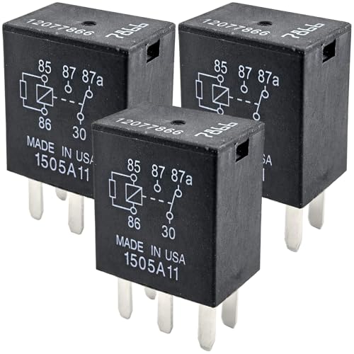 3-Pack 12077866 12V DC 30A SPDT Automotive Relay – 5-Pin Design, Compatible with Ford Transit/Chevy Silverado – Fixes P069E & Door Lock Failures