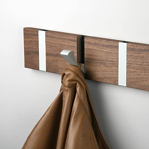 LoCa Garderobe Knax 8 Walnuss geölt (Haken klappbar Alu) Garderoben-Leiste Kleiderhaken Flur modern Garderobenpaneel Cover