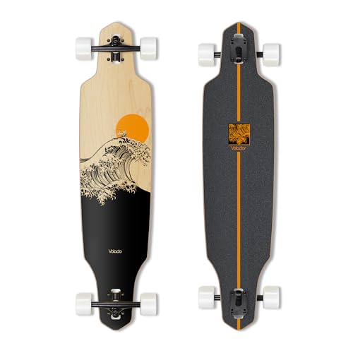 VOLADOR Urban Freeride Pro Longboard Cruiser 40inch | Canadian Maple Wood Deck & Forged Reverse Kingpin Truck | Drop Through Longboard Complete Setup for Urban Commuting(Kanagawa)