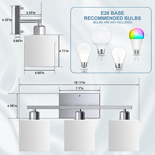 Image of 18 Inches Bathroom Light Fixtures Over Mirror Brushed Nickel