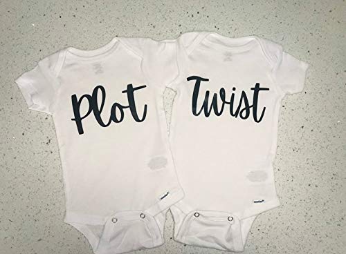 Plot Twist Twin Babies Pregnancy Announcement (Set of 2)2