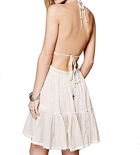 ForeMode Summer Deep V Neck Bohemian Women Mini Short Dress Backless Beach Boho Dress3