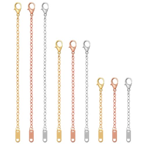 LXUEJIE 9 Pcs Necklace Extender Rose Gold Necklace Extender