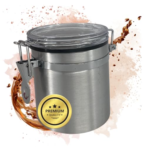 TronicXL Lata de aluminio para café, 250 ml, hermética, para café, granos, té, cacao, con junta y cierre de clip