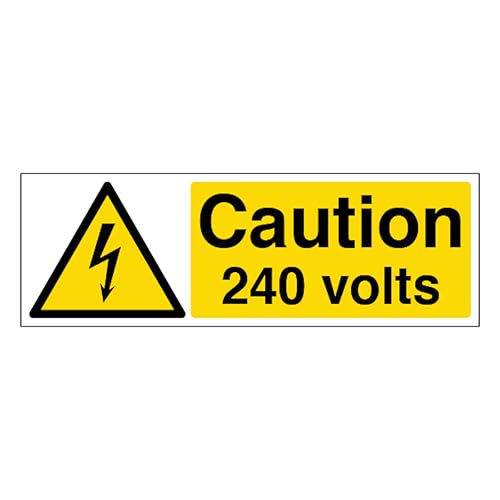 Panneau de sécurité 240 volts V Safety en plastique rigide de 600 x 200 mm