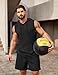 COOFANDY Men's Hooded Sleeveless Workout Shirt Tracksuits 2 Piece Set Casual Short Sets Black