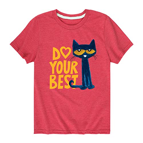 Pete the Cat - Pete Do Your Best - Youth Short Sleeve Graphic T-Shirt - Size Large Heather Red