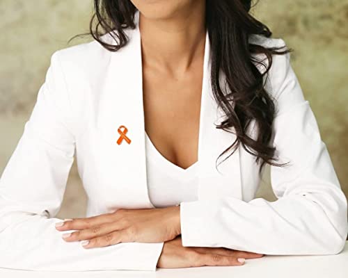 Image of 1 /2 /5 /10 /25 /50pcs Orange Ribbon Awareness Pins for Kidney Cancer, Leukemia, Multiple Sclerosis, Hunger, Gun Violence /Mass Shooting Awareness - Perfect for Support Groups, Gift-Giving, and Fundraisers