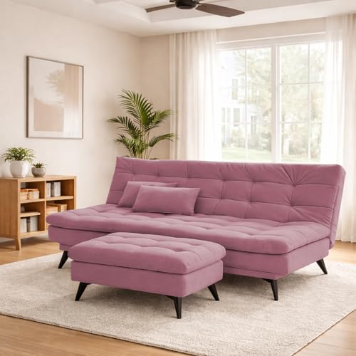 Image of Krancy Solid Wood 3 Seater Sofa Cum Bed with Ottomon | Convertible Wooden Couch for Living Room, Home & Office | Modern Designer Furniture | 1 Year Warranty | Move Color