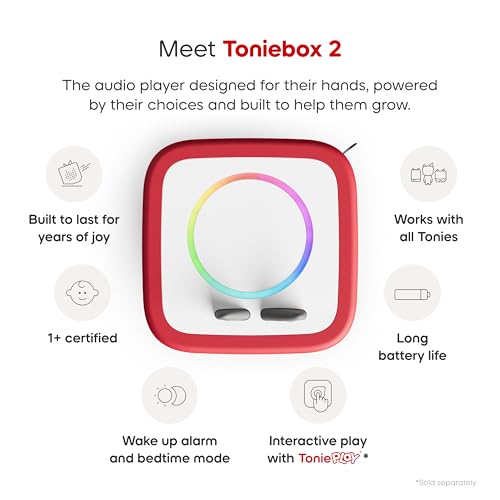 Image of Toniebox 2 My First Farm Bundle for Kids 1+ with Soft and Squeezable Cow, Horse, and Pig - Sunset Red