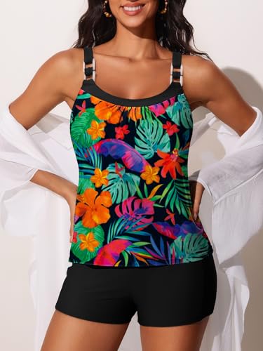 Summer Mae Women's Tankini Swimsuits 2 Piece Tummy Control Bathing Suit with Pocket Shorts Ring Linked 2025 Swimwear4