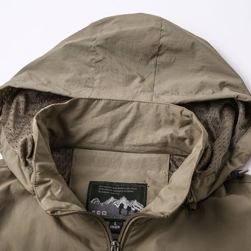 Men's Rain Coats Soft Waterproof Zipper Pockets Raincoat w/Detachable Hood Lightweight Windbreaker Jacket Hooded4