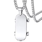 FaithHeart Herren Jungen Skateboard Anhänger Hip pop Edelstahl Skateboard Halskette mit Geschenkebox für Weihnachten Geburtstag Vatertag