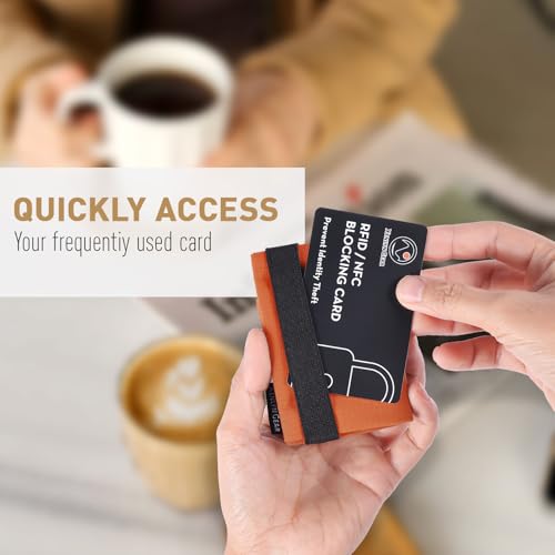 Image of Minimalist Slim Wallet for Men, Heavy Duty Ripstop Nylon Trifold Wallet, Water Resistant Durable Front Pocket Wallet with Elastic Band, Large Capacity, Includes 1 RFID Blocking Card, Brown