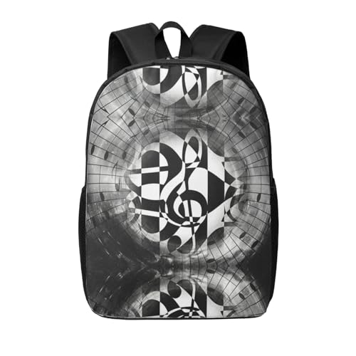 Mochila ligera con estampado de clave musical EdWal negra para universidad y viaje