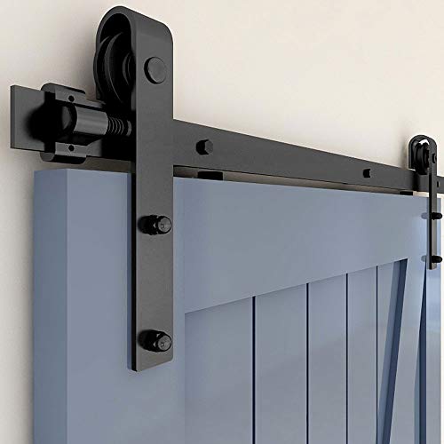 TSMST 10FT/304cm Quincaillerie Kit de Rail pour Porte Coulissante, Kit de Rail de Porte de Grange Robuste Adapté à une Porte en Bois Unique,forme de J Cover