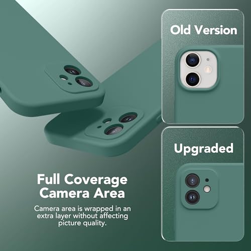 Image of Magnetic for iPhone 12 Case, Compatible with MagSafe, [Full Camera Protection][Screen Protector] Silicone Shockproof Protective Phone Case for iPhone 12 6.1 inch, Midnight Green